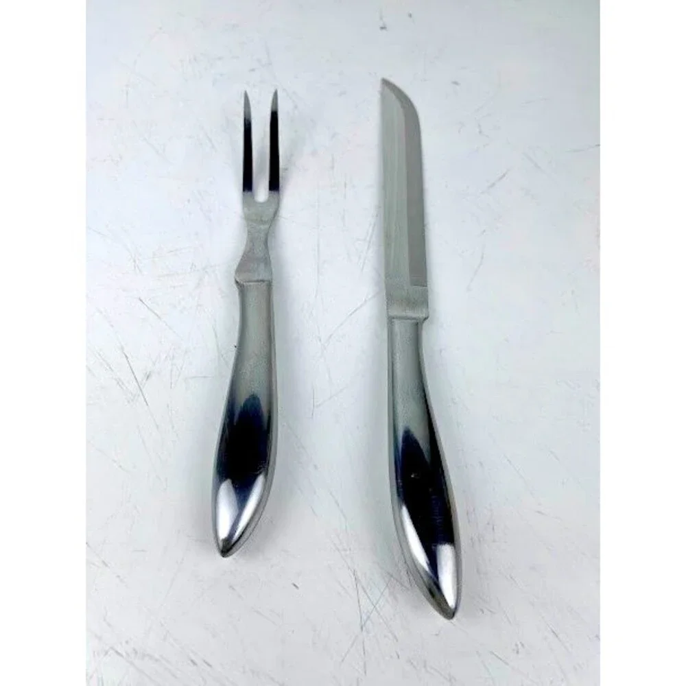 VTG 1960s -2 Piece Carving Set Stainless Hollow Ground w/Original Box-Exc.
